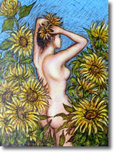 girl amond the sunflower